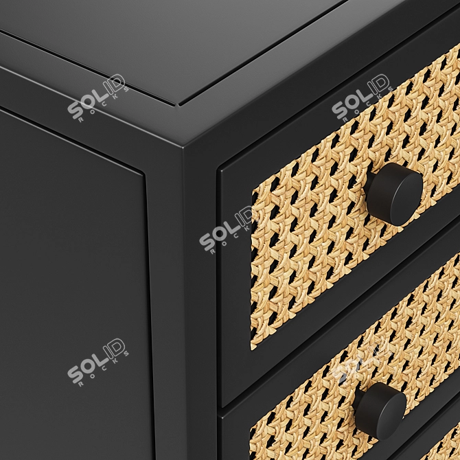 Natalia Nightstand: Natural Circle Cane 3D model image 4