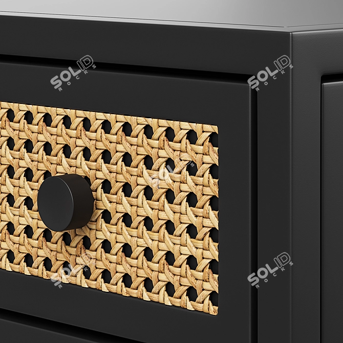 Natalia Nightstand: Natural Circle Cane 3D model image 5