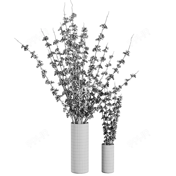 Elegant Dry Flower Branche Bouquet 3D model image 4