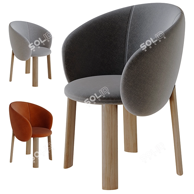 Modern Nebula Wood Chair 3D model image 1