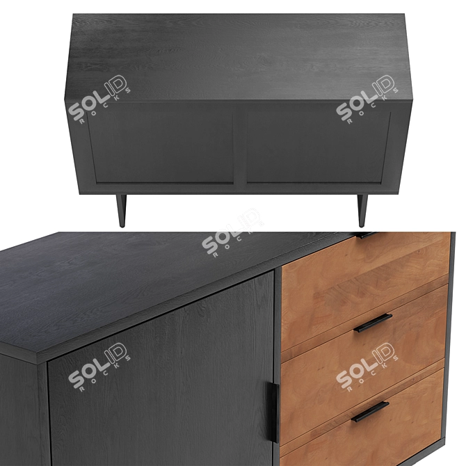 Industrial Chic Loft Design Dresser 3D model image 3