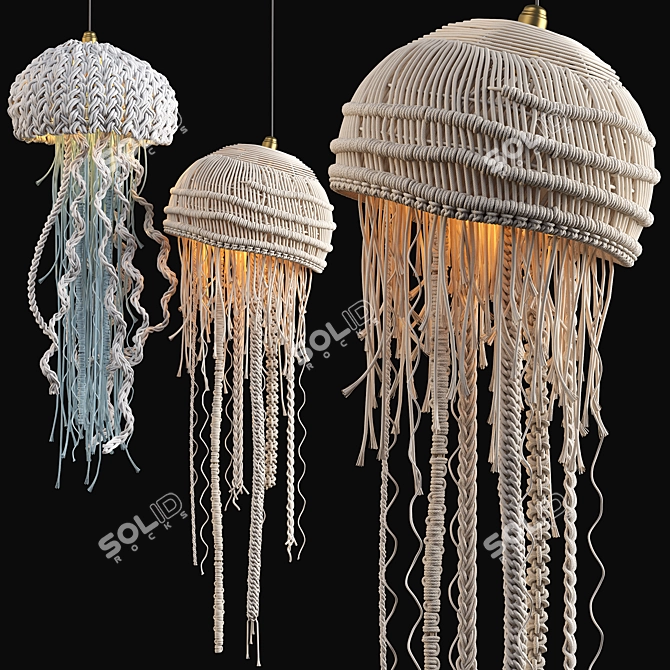 Oceanic Macrame Pendant Light 3D model image 1