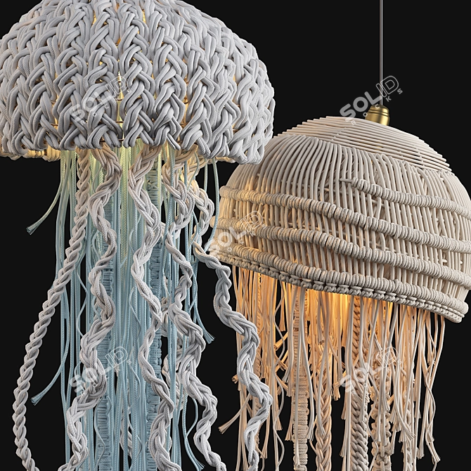 Oceanic Macrame Pendant Light 3D model image 2