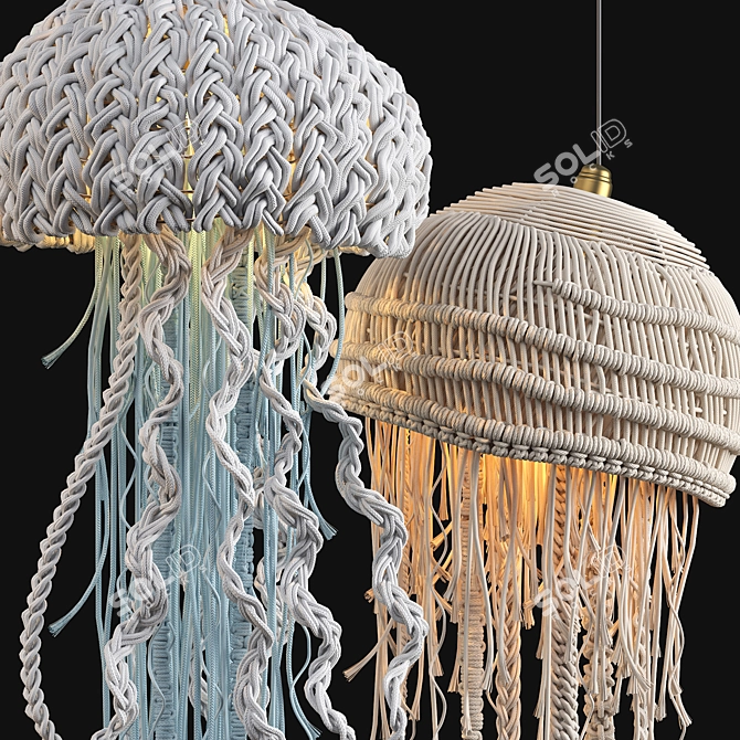 Oceanic Macrame Pendant Light 3D model image 8
