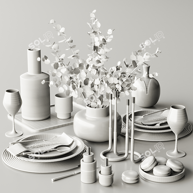 Decorative Tableware Set 2018 3D model image 4