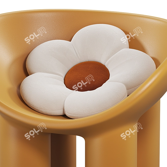 Charming Roly Poly Armchair With Flower Pillow 3D model image 3