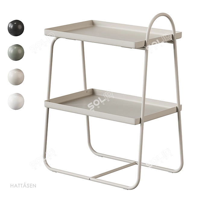 Scandinavian Bedside Table & Shelf 3D model image 1