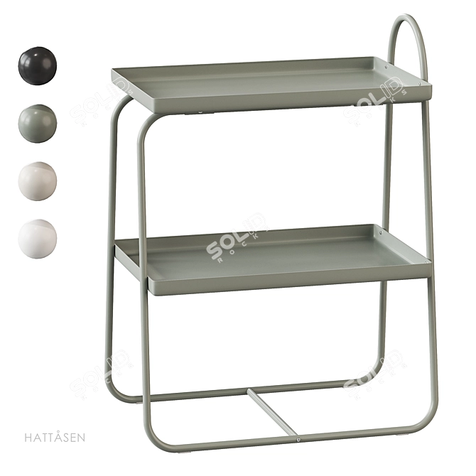 Scandinavian Bedside Table & Shelf 3D model image 2