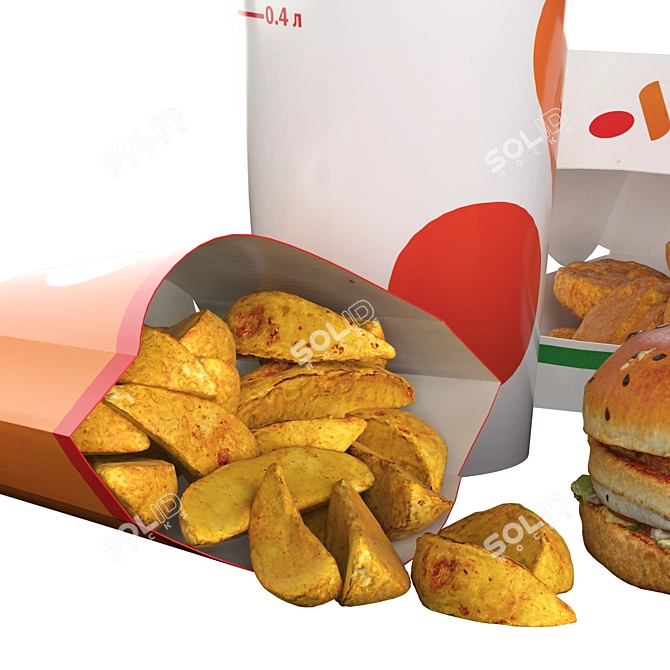 Fast Food Set Bundle 3D model image 3