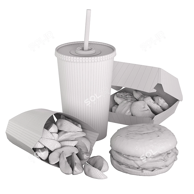 Fast Food Set Bundle 3D model image 5