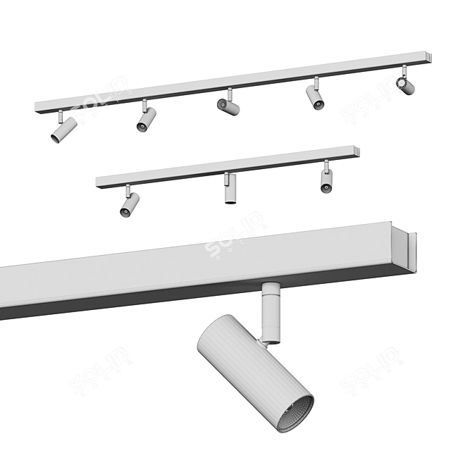 Sleek Adjustable Ceiling Light 3D model image 2