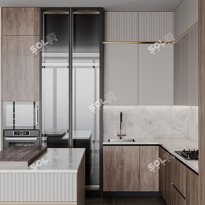 Adjustable Modern Kitchen Unit 3D model image 3