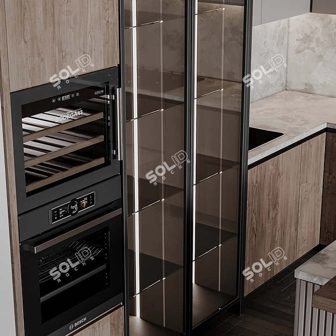 Adjustable Modern Kitchen Unit 3D model image 6