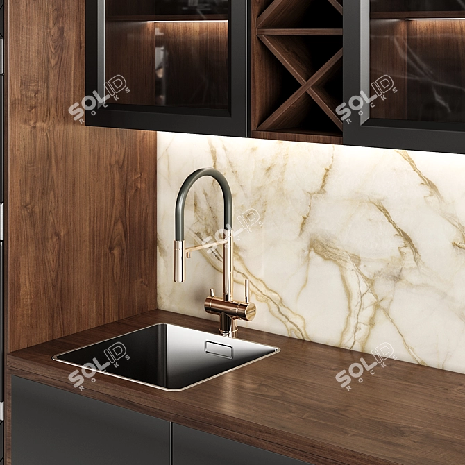 Adjustable Modern Kitchen Unit 3D model image 3