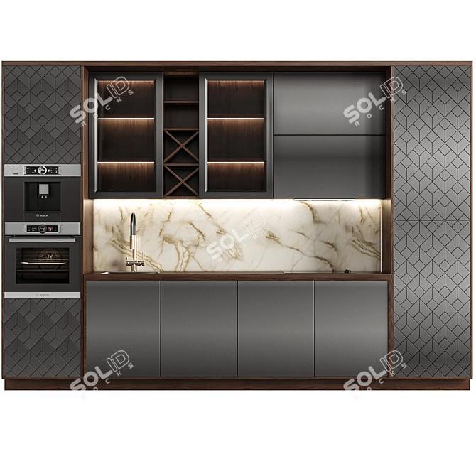 Adjustable Modern Kitchen Unit 3D model image 4