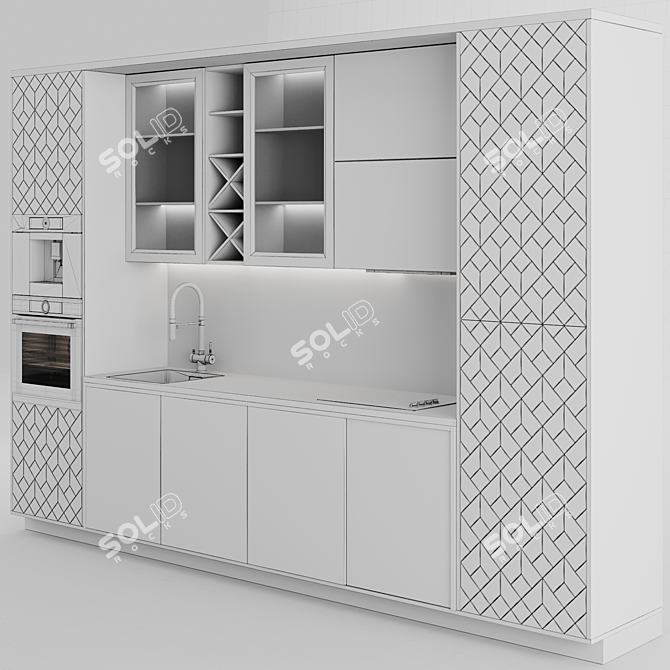 Adjustable Modern Kitchen Unit 3D model image 5