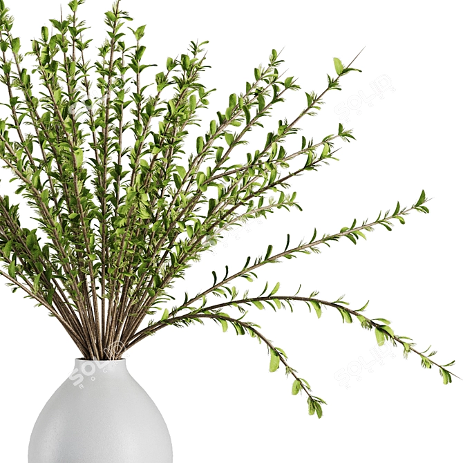 Elegant Dry Flower Branch Bouquet 3D model image 3