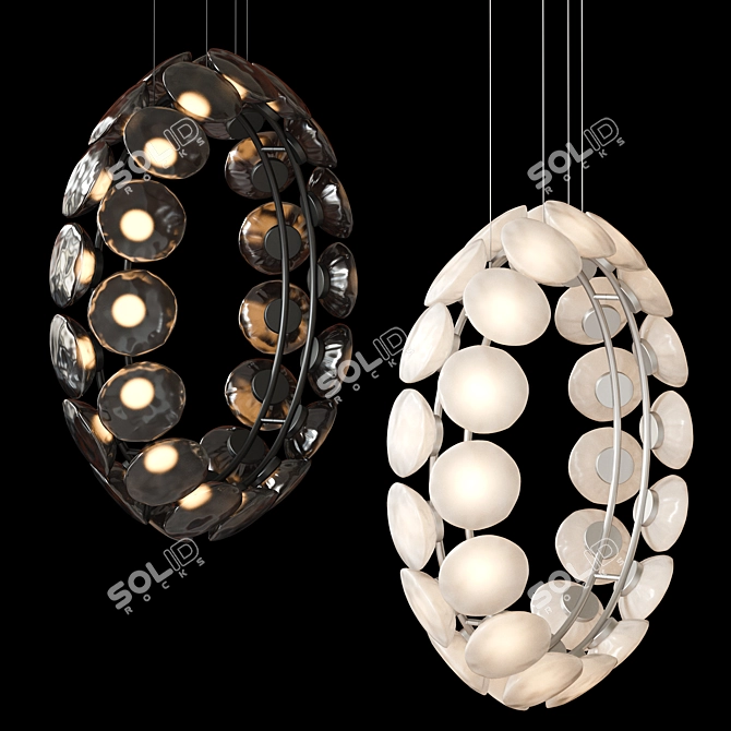 Glowing Noctiluca Light Chandelier 3D model image 2
