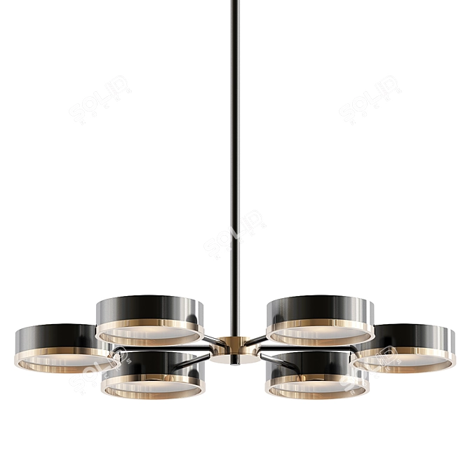 Sleek Matte Black Chandelier 3D model image 1