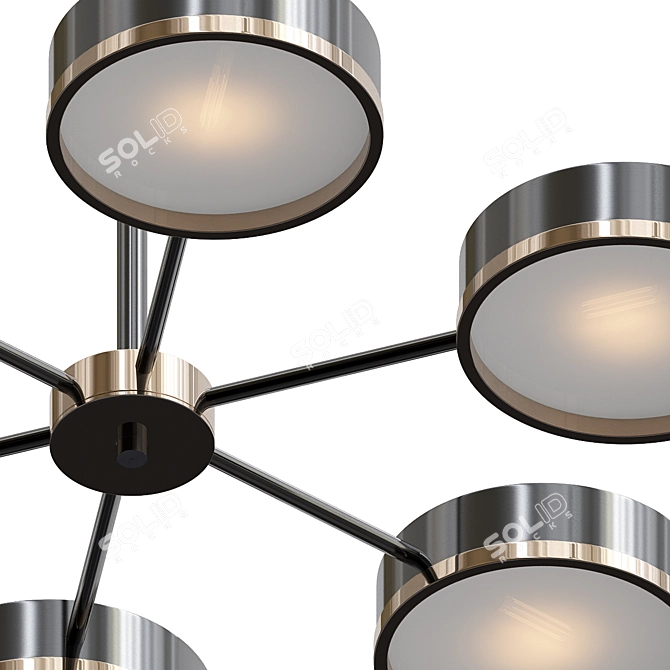 Sleek Matte Black Chandelier 3D model image 2