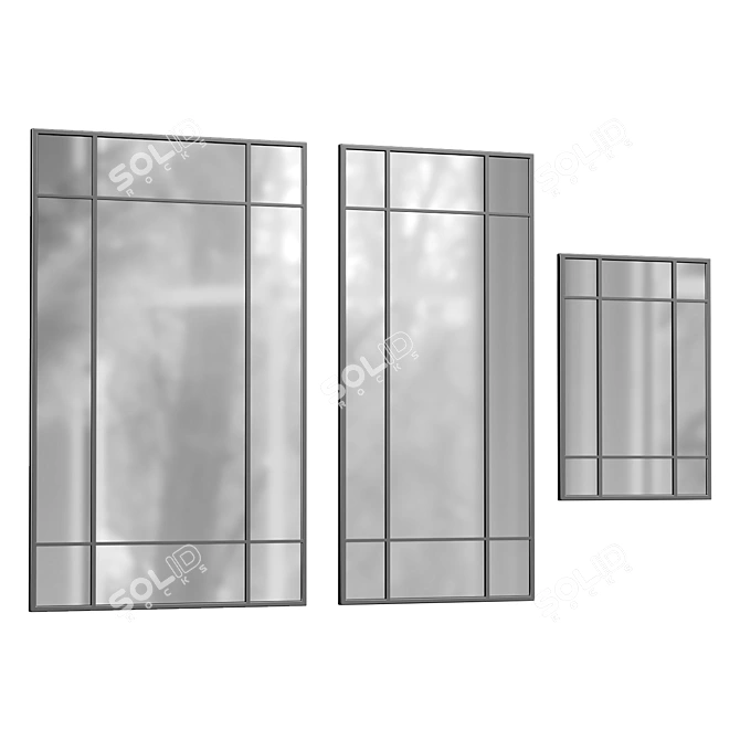 Sleek Black Leaner Wall Mirror 3D model image 1