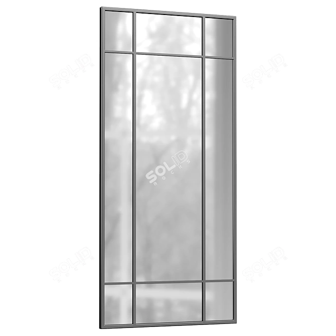 Sleek Black Leaner Wall Mirror 3D model image 2