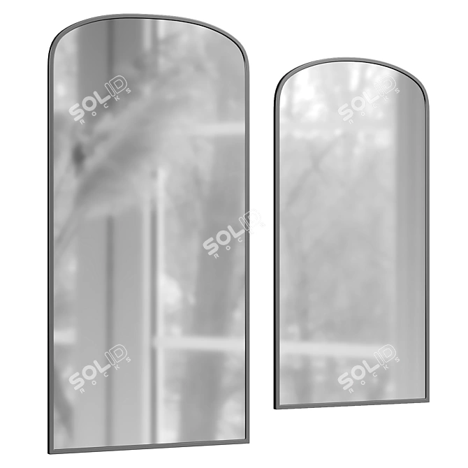 Arched Black Metal Garden Mirrors 3D model image 1