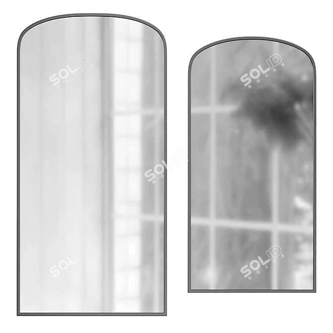 Arched Black Metal Garden Mirrors 3D model image 2