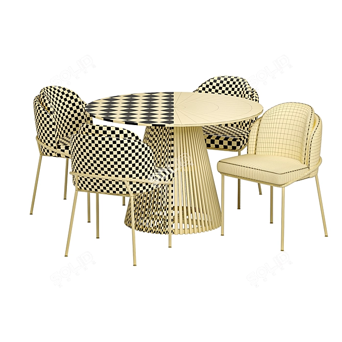 Stylish Angelo Chair Jeanette Table 3D model image 4