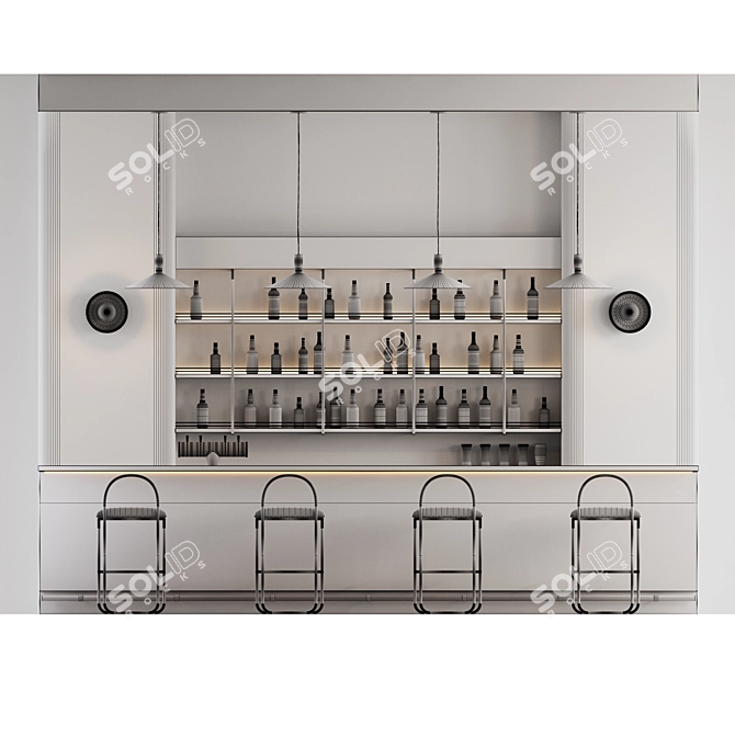 Industrial Style Bar Counter 3D model image 7