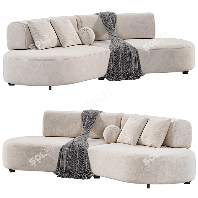 Contemporary Bon Bon Sofa Set 3D model image 4