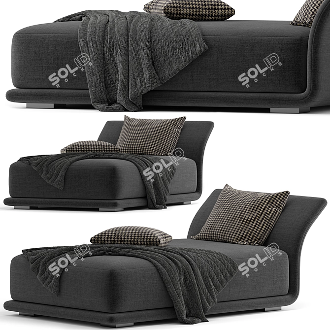 Sleek Armless Fabric Chaise Lounge 3D model image 1