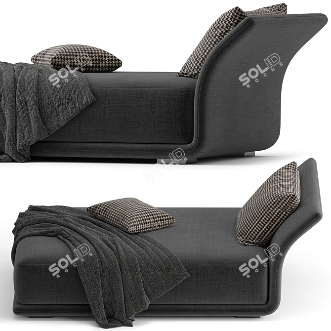 Sleek Armless Fabric Chaise Lounge 3D model image 3