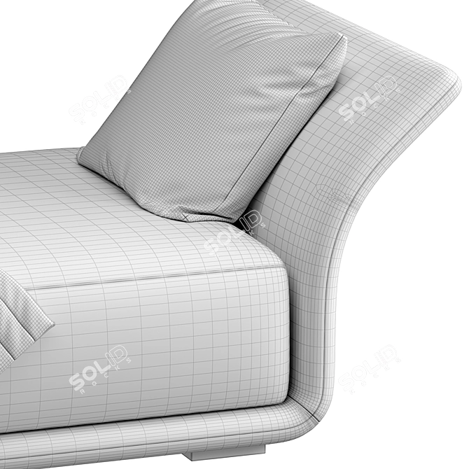 Sleek Armless Fabric Chaise Lounge 3D model image 5