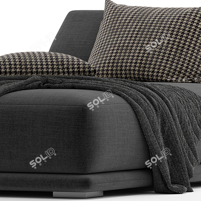 Sleek Armless Fabric Chaise Lounge 3D model image 6