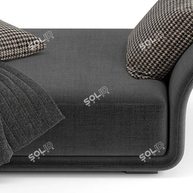 Sleek Armless Fabric Chaise Lounge 3D model image 7