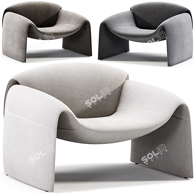 Stylish Poliform Le Club Armchair 3D model image 1