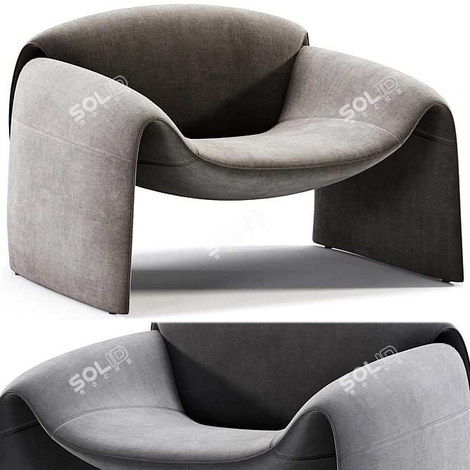 Stylish Poliform Le Club Armchair 3D model image 3