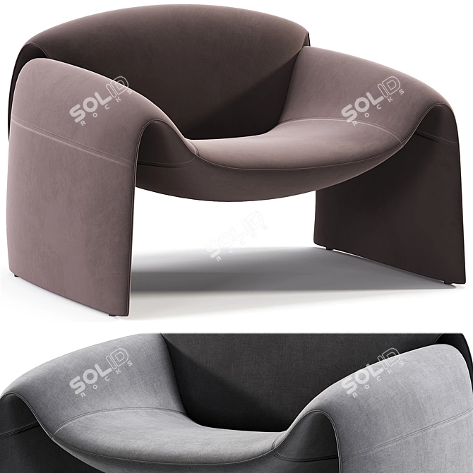 Stylish Poliform Le Club Armchair 3D model image 4