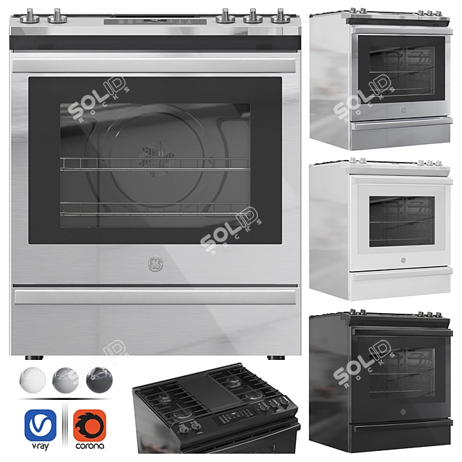 GE Gas Range Convection Slide-In 3D model image 1