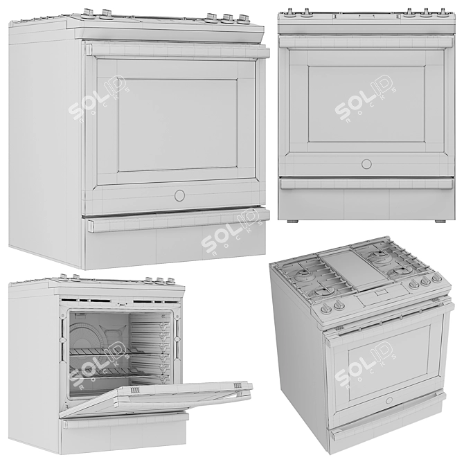 GE Gas Range Convection Slide-In 3D model image 6