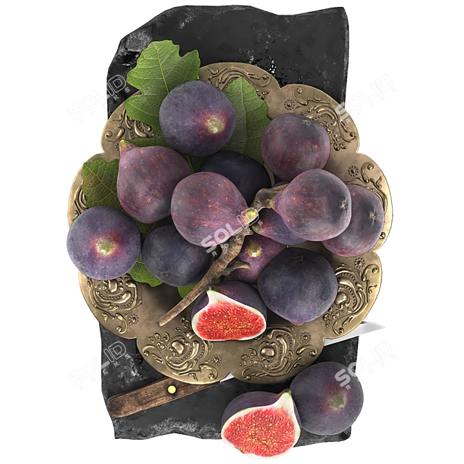 Delicious Fig Fruit Plate 3D model image 2