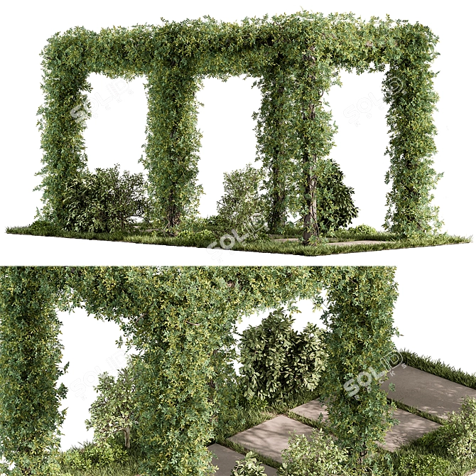  Rustic Pergola with Greenery 3D model image 1