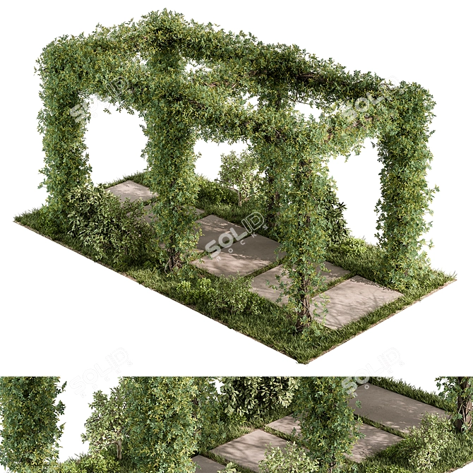  Rustic Pergola with Greenery 3D model image 2