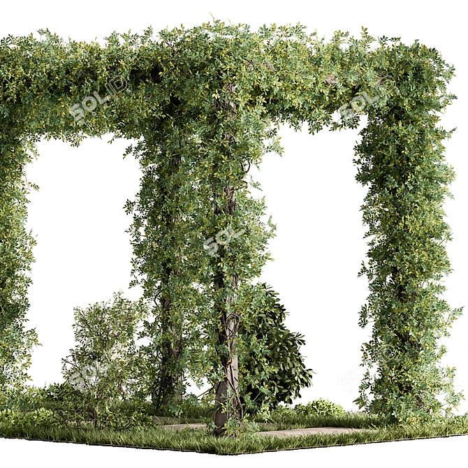  Rustic Pergola with Greenery 3D model image 3