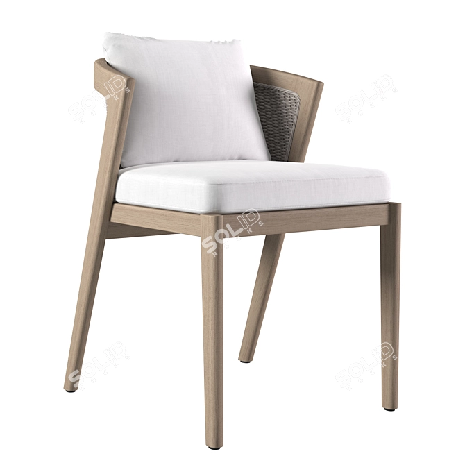 Sleek Teak Dining Chair 3D model image 1