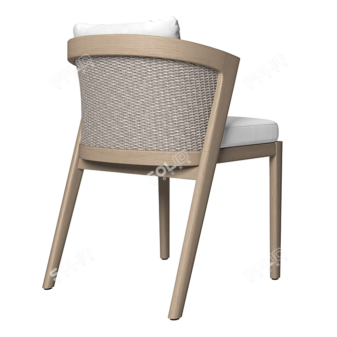 Sleek Teak Dining Chair 3D model image 3