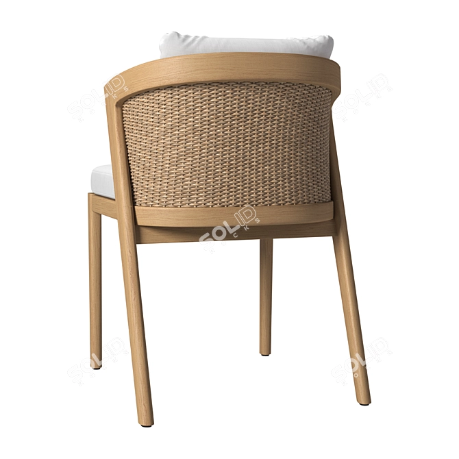 Sleek Teak Dining Chair 3D model image 4