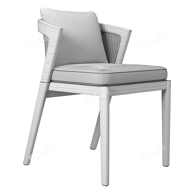 Sleek Teak Dining Chair 3D model image 5