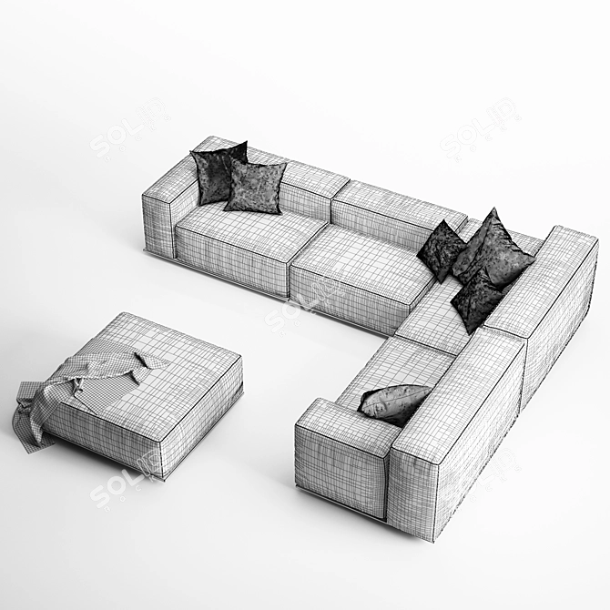 Modern Italian Delano Sofa Pianca 3D model image 7